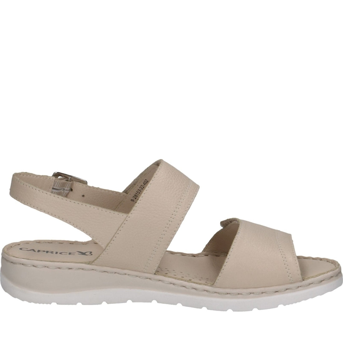 Caprice womens eggshell nappa casual open sandals | Vilbury London