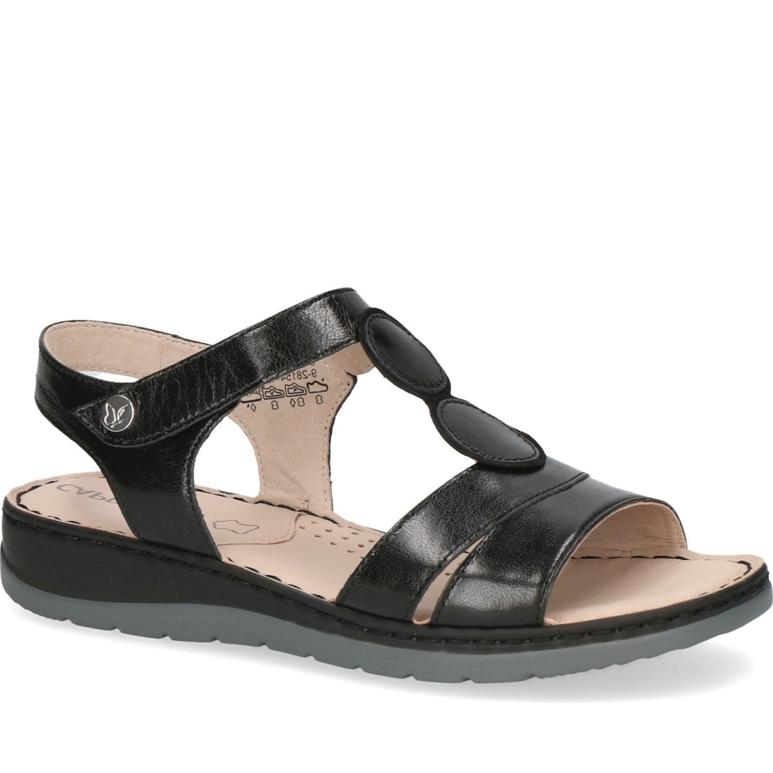 Caprice womens black met comb casual open sandals | Vilbury London