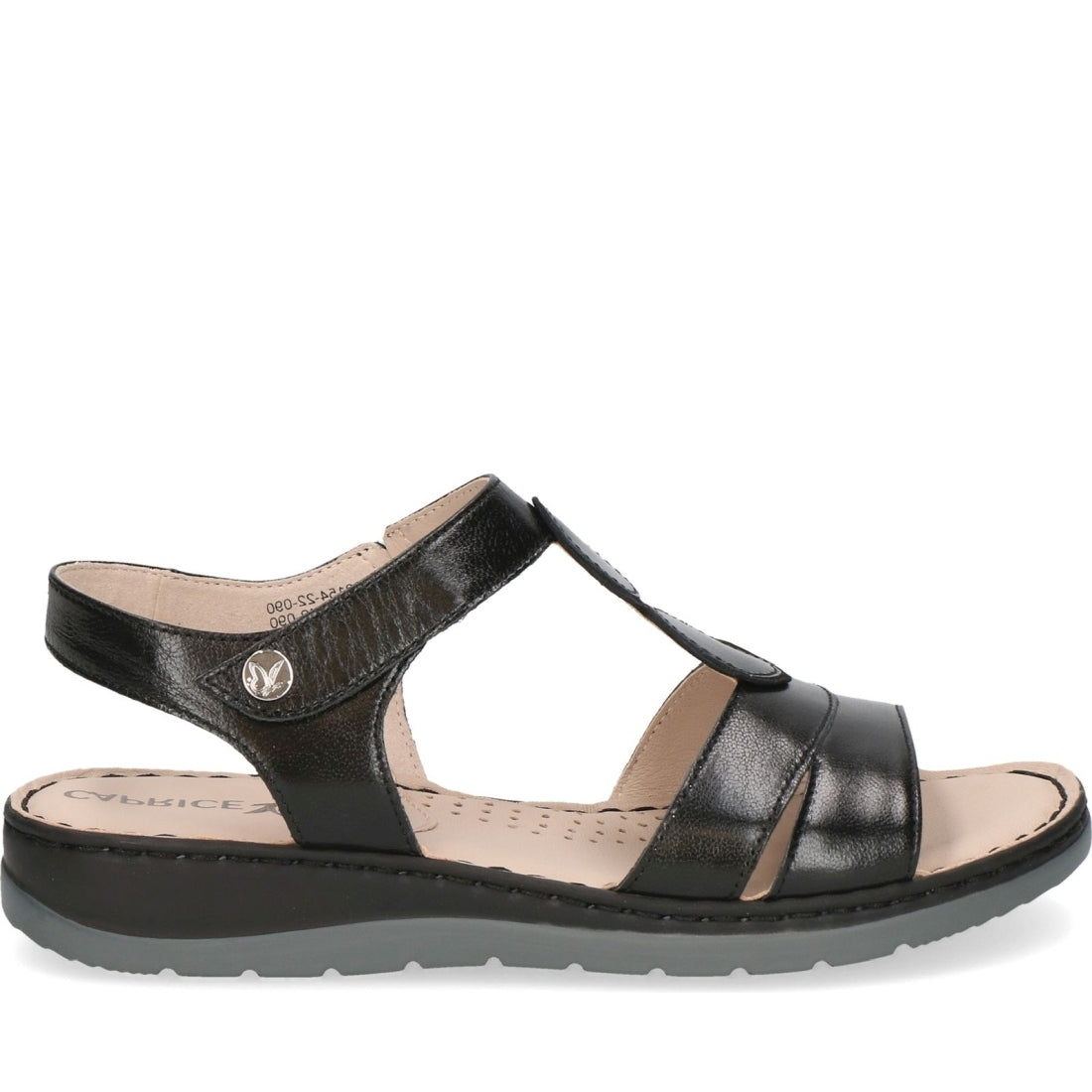 Caprice womens black met comb casual open sandals | Vilbury London