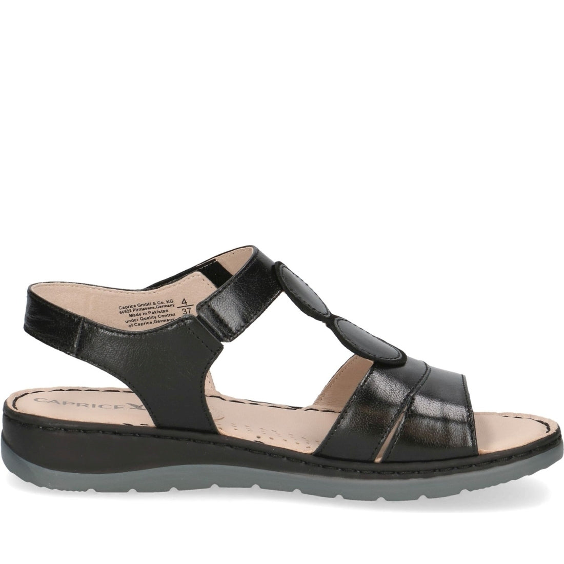 Caprice womens black met comb casual open sandals | Vilbury London