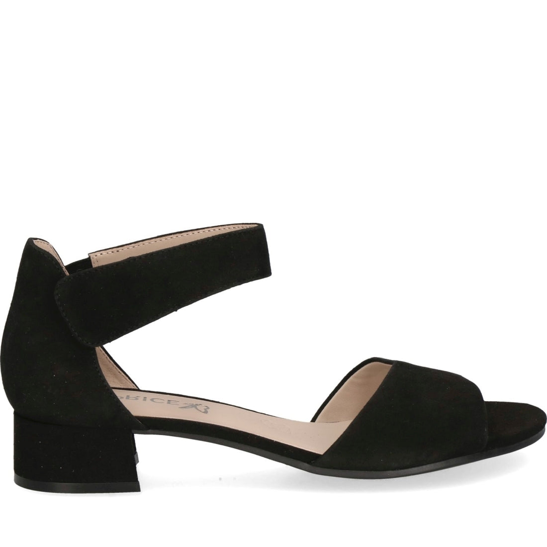 Caprice womens black suede casual open sandals | Vilbury London