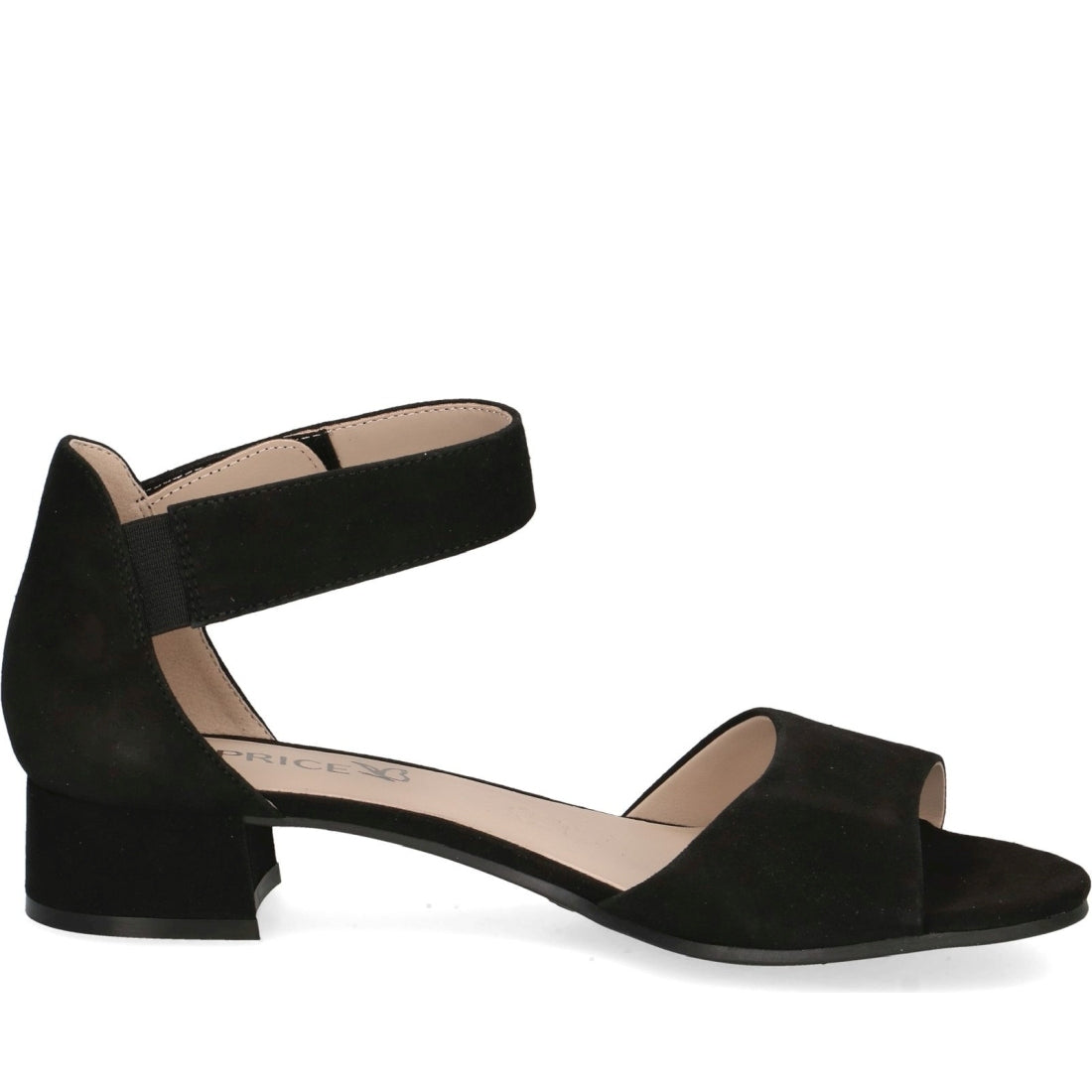 Caprice womens black suede casual open sandals | Vilbury London