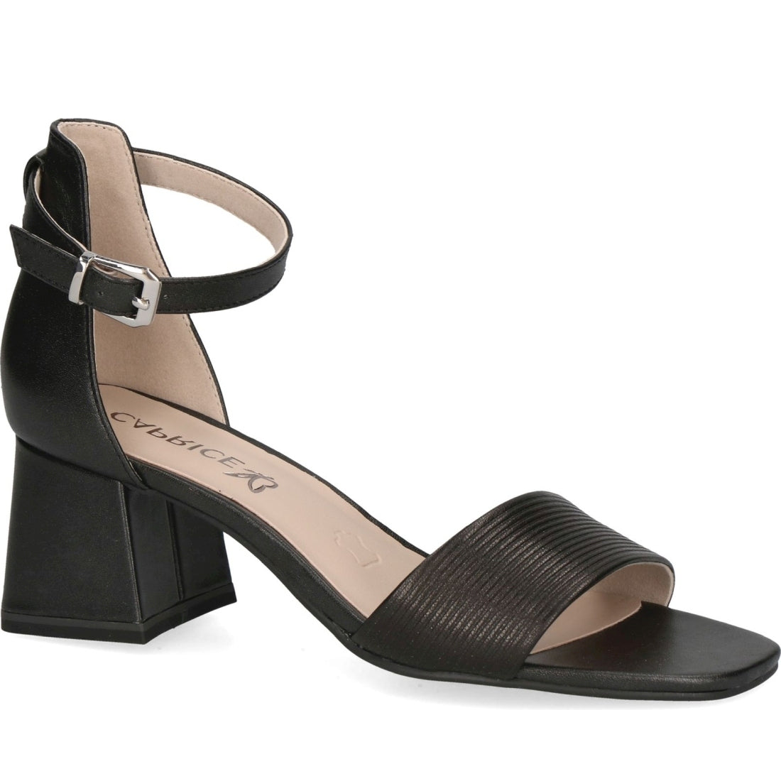 Caprice womens black comb elegant open sandals | Vilbury London