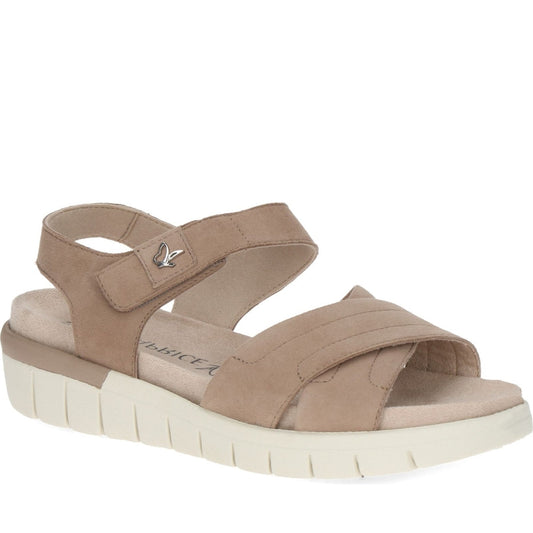 Caprice womens bark suede casual open sandals | Vilbury London