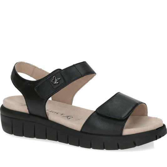 Caprice womens black blk sole casual open sandals | Vilbury London