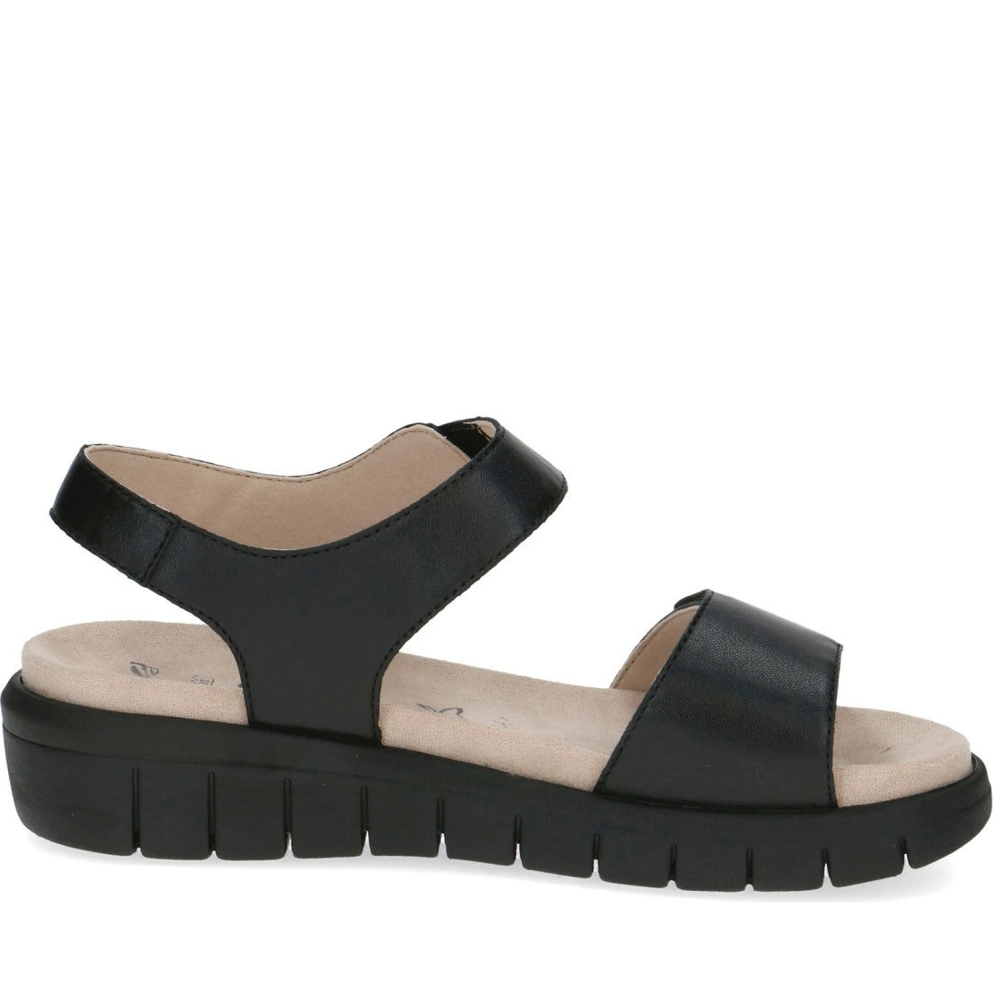 Caprice womens black blk sole casual open sandals | Vilbury London