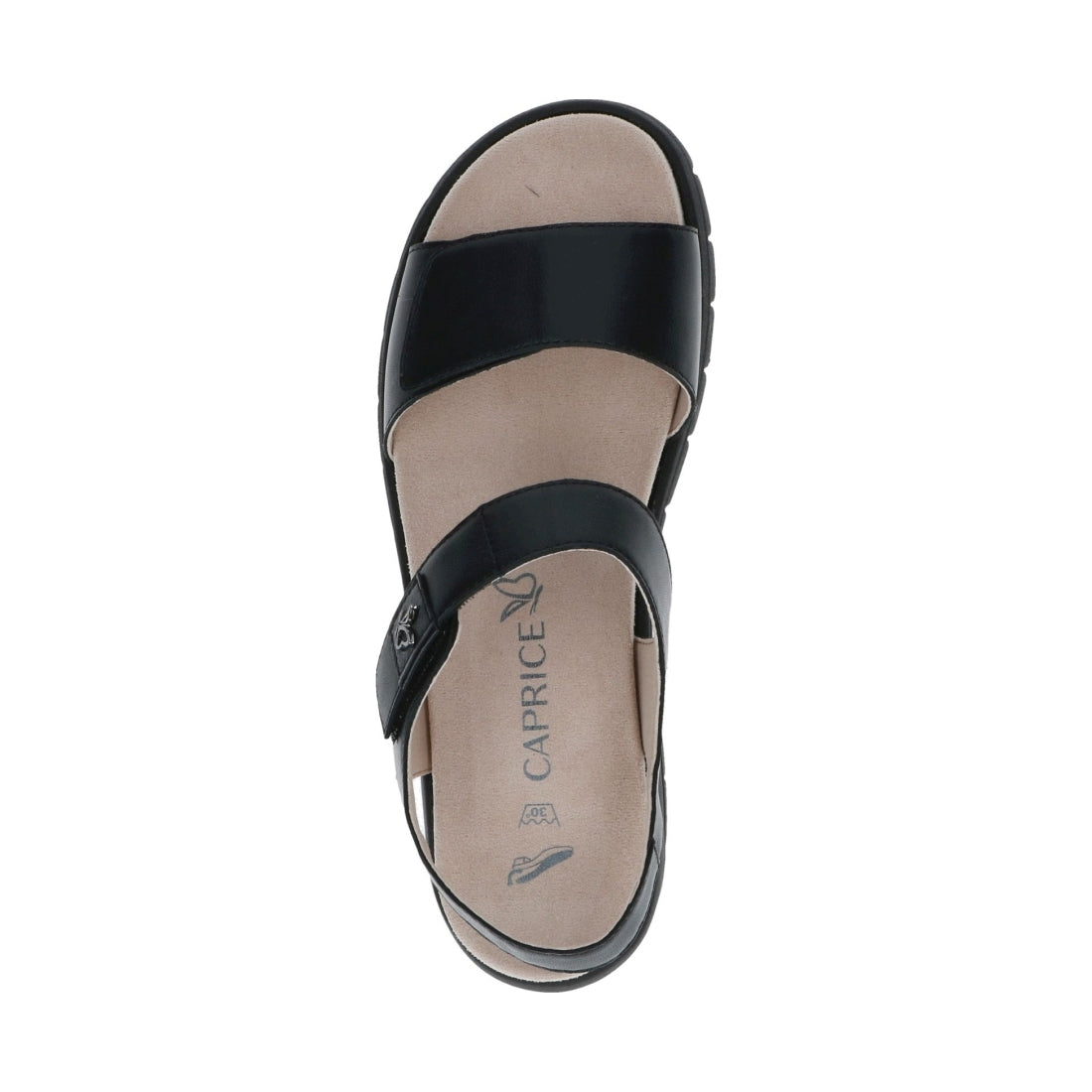 Caprice womens black blk sole casual open sandals | Vilbury London