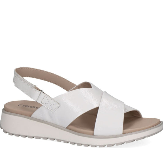 Caprice womens white naplak casual open sandals | Vilbury London