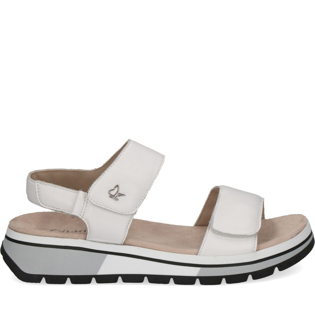 Caprice womens white softnap casual open sandals | Vilbury London