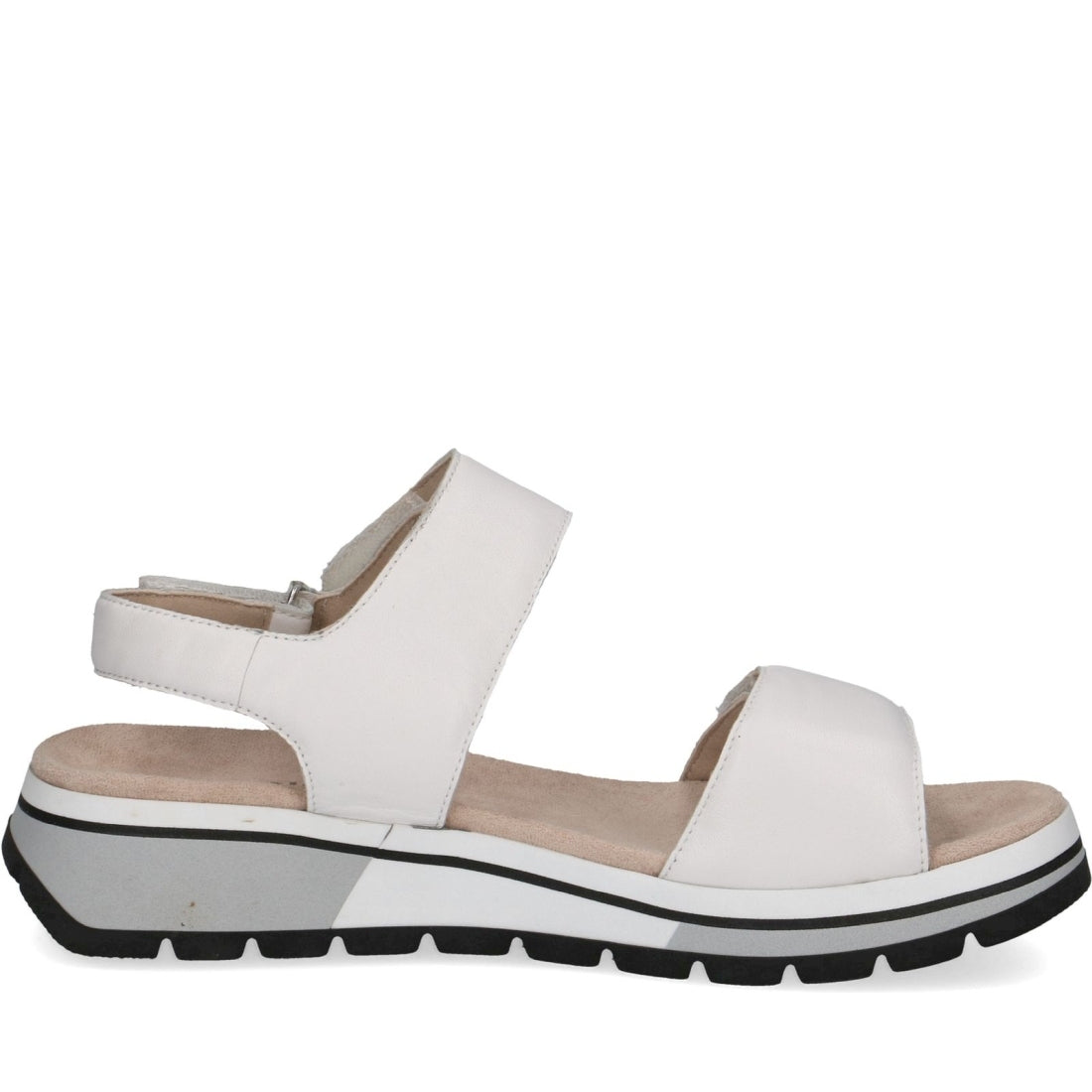 Caprice womens white softnap casual open sandals | Vilbury London