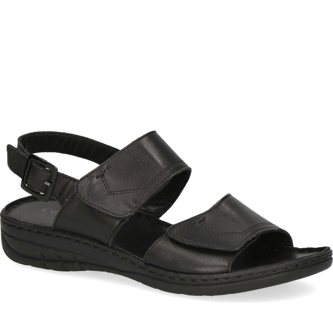 Caprice womens black nappa casual open sandals | Vilbury London