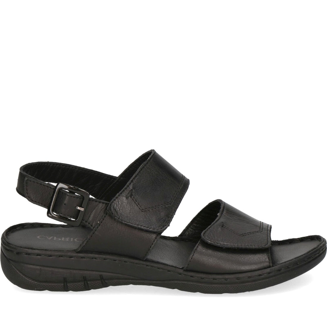 Caprice womens black nappa casual open sandals | Vilbury London