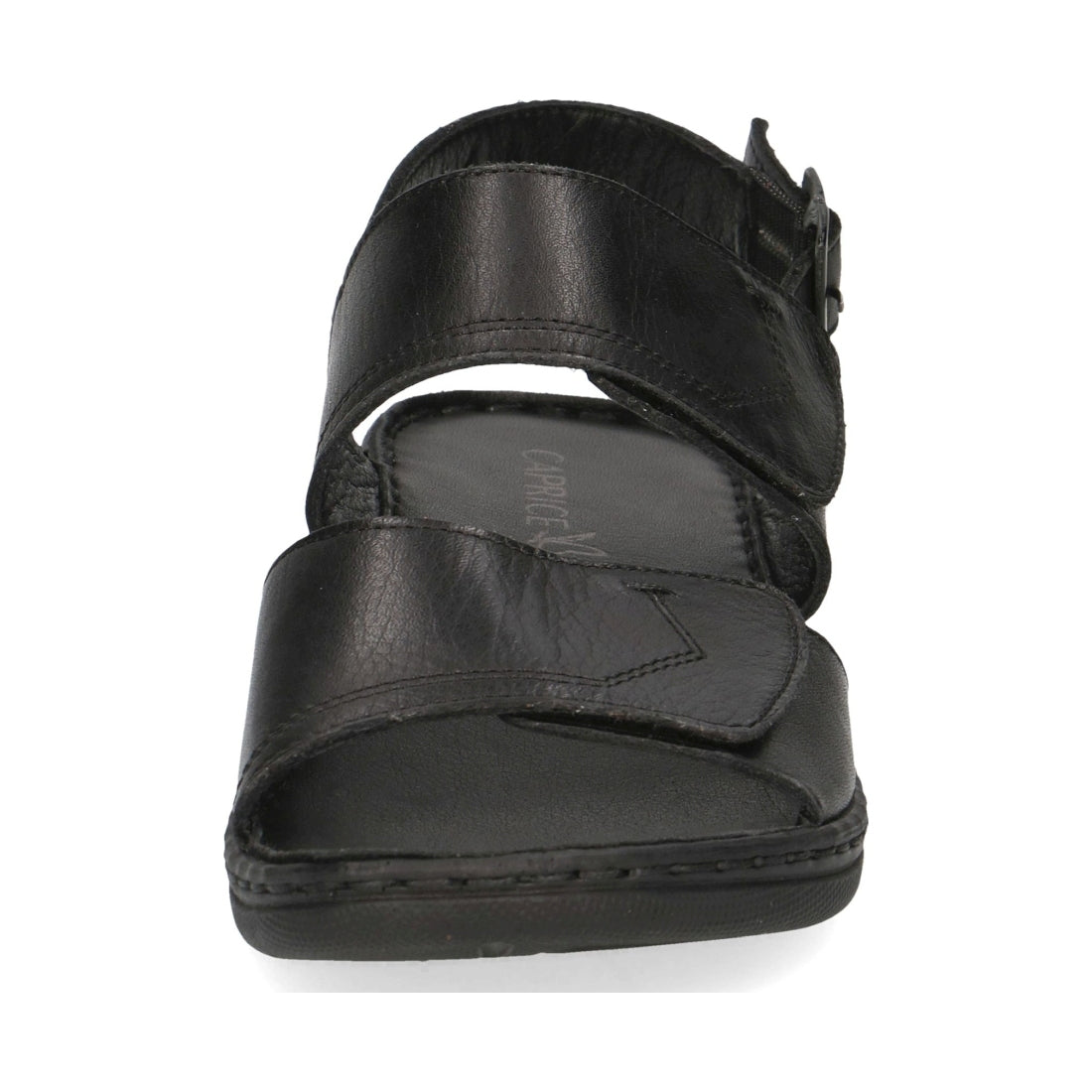 Caprice womens black nappa casual open sandals | Vilbury London