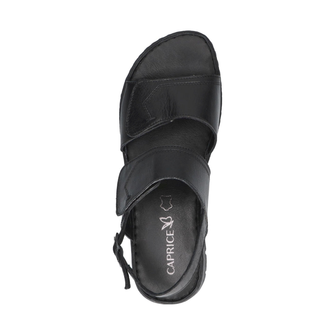 Caprice womens black nappa casual open sandals | Vilbury London