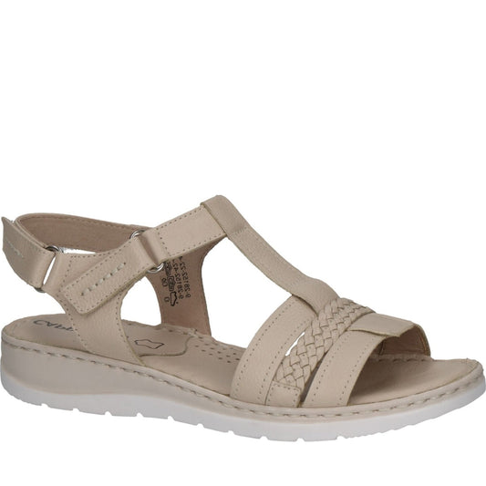 Caprice womens eggshell nappa casual open sandals | Vilbury London