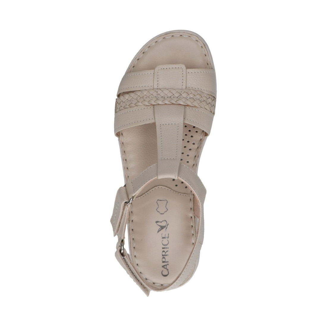 Caprice womens eggshell nappa casual open sandals | Vilbury London