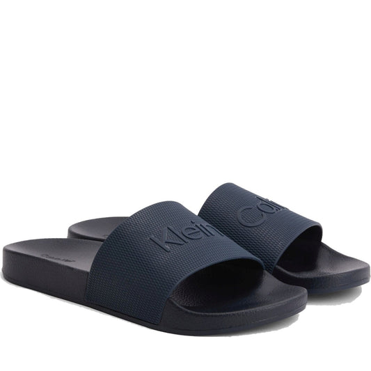 Calvin Klein mens navy pool slide rubber | Vilbury London