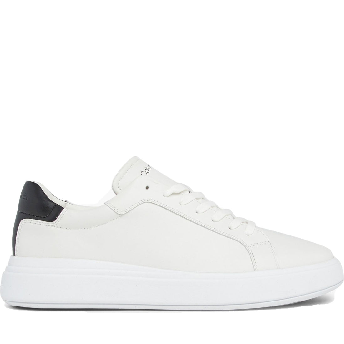 Calvin Klein mens white, black low top lace up leisure | Vilbury London