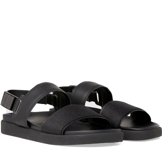 Calvin Klein mens black mono jacquard back strap sandal | Vilbury London