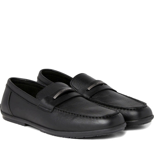 Calvin Klein mens black driving metal bar mocasins | Vilbury London