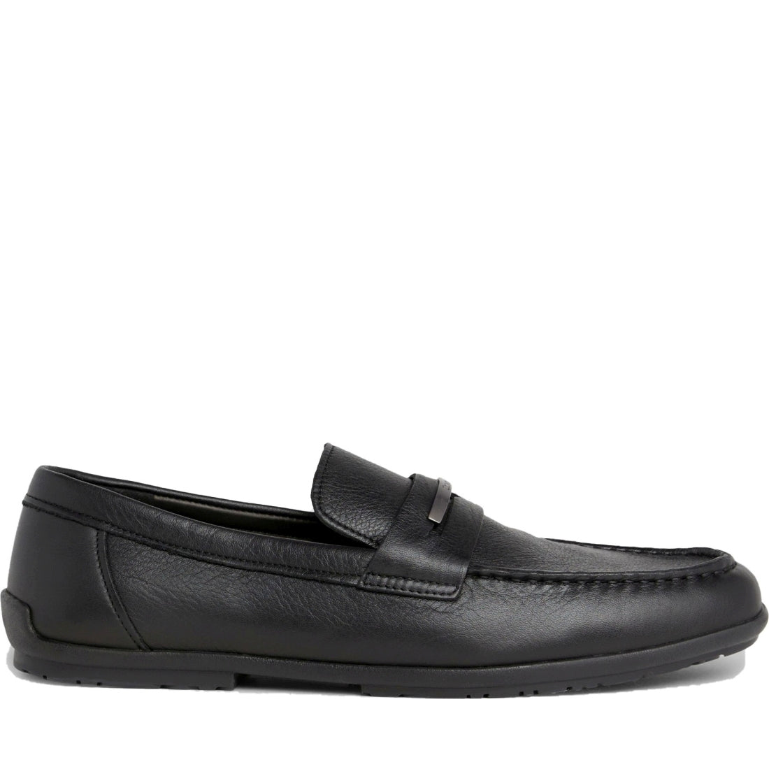 Calvin Klein mens black driving metal bar mocasins | Vilbury London