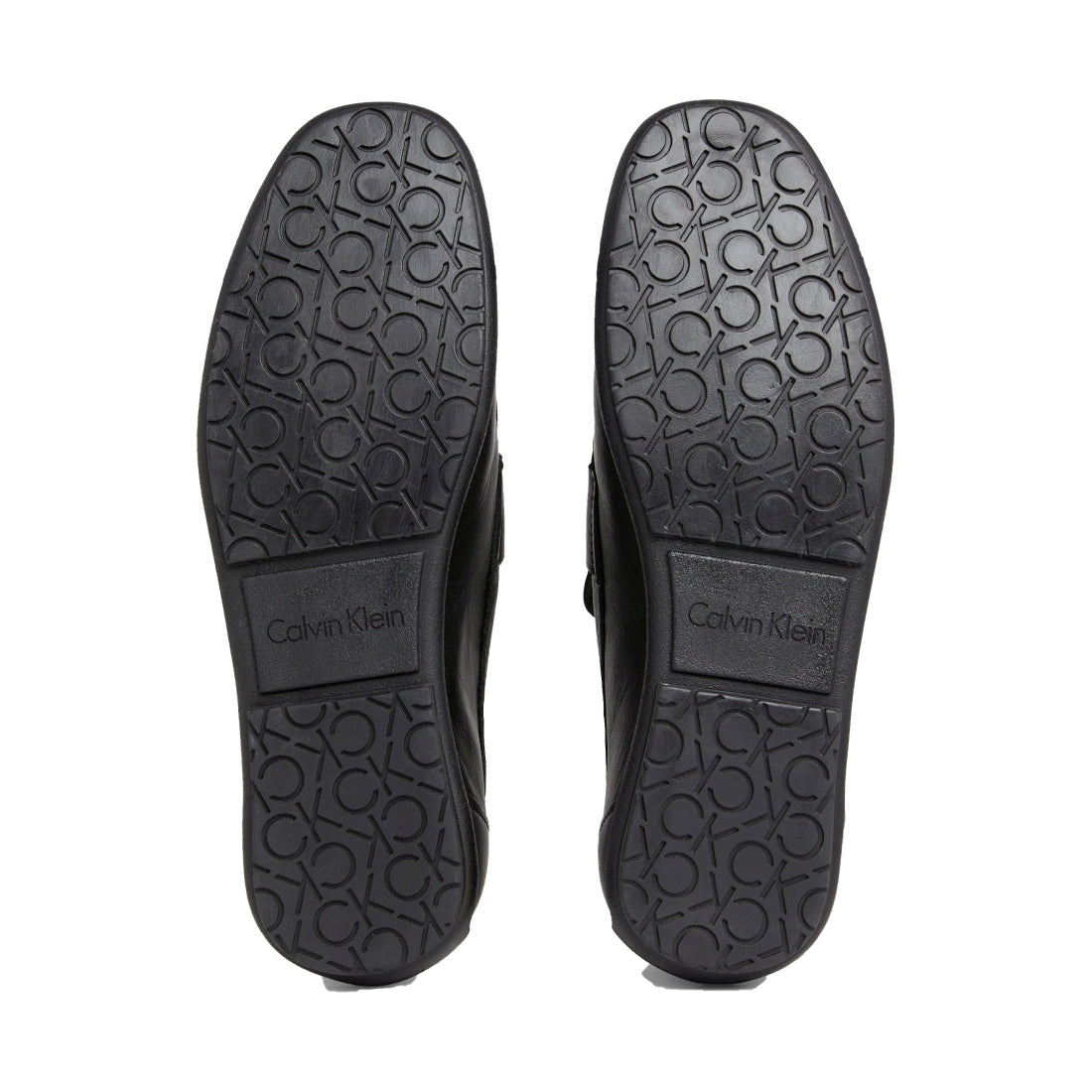 Calvin Klein mens black driving metal bar mocasins | Vilbury London