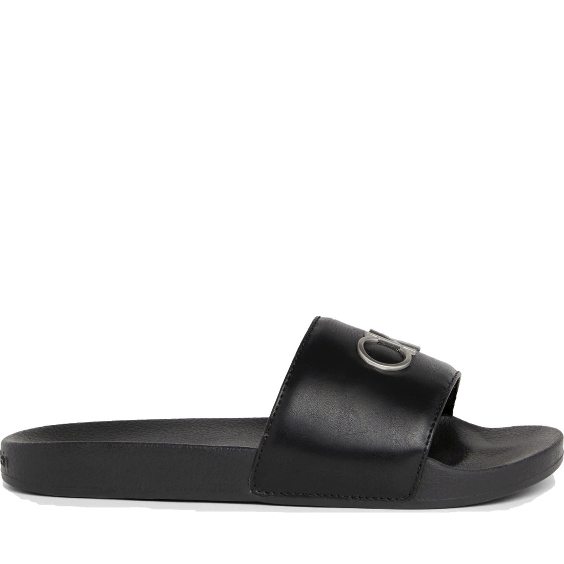 Calvin Klein womens black, silver pool slide relock | Vilbury London