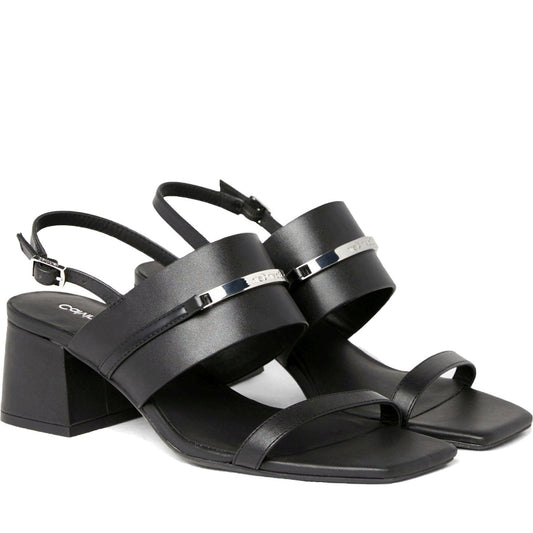 Calvin Klein womens black heel sandal 45 bar | Vilbury London