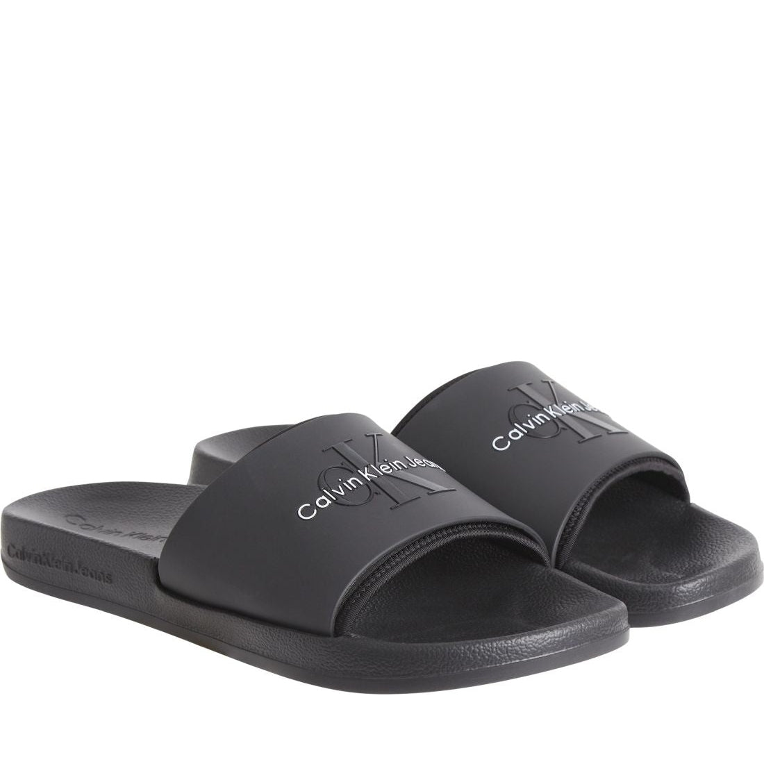 Calvin Klein Jeans mens black slide monogram | Vilbury London