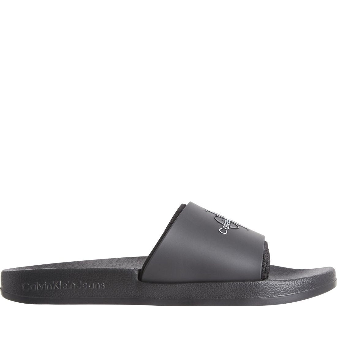 Calvin Klein Jeans mens black slide monogram | Vilbury London