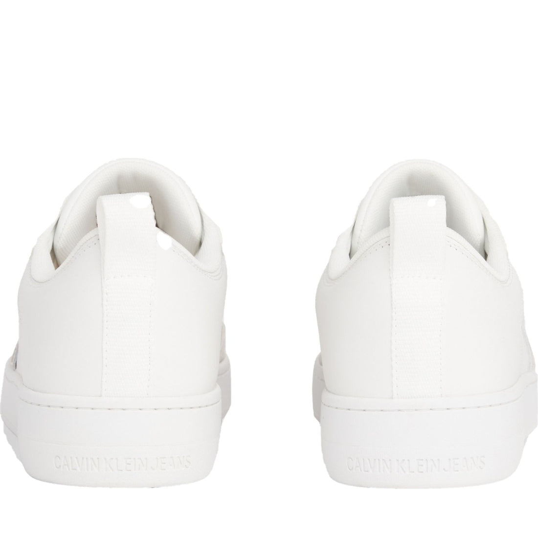 Calvin Klein Jeans mens triple bright white basket cupsole low trainers | Vilbury London