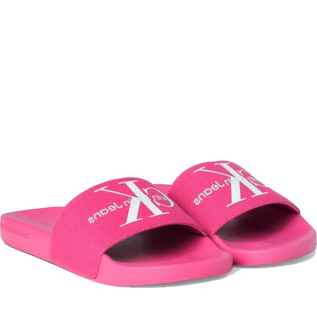 Calvin Klein Jeans womens fuchsia, white slide monogram | Vilbury London