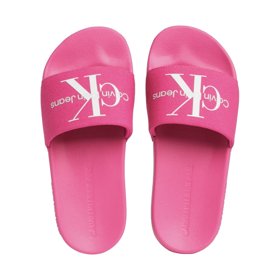 Calvin Klein Jeans womens fuchsia, white slide monogram | Vilbury London