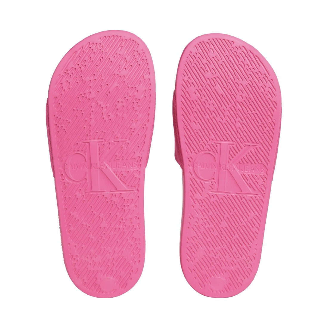 Calvin Klein Jeans womens fuchsia, white slide monogram | Vilbury London