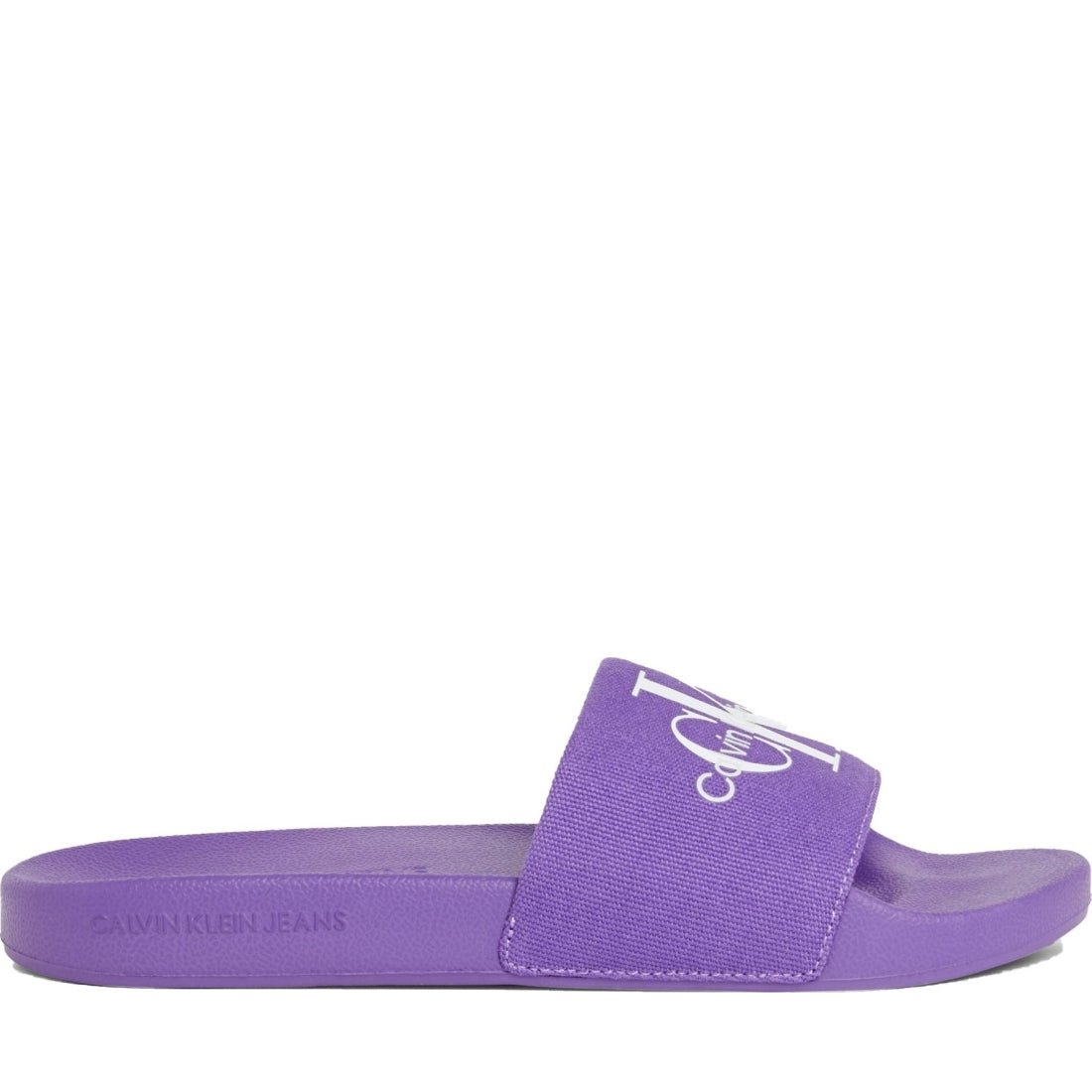 Calvin Klein Jeans womens deep lavender, white slide monogram | Vilbury London