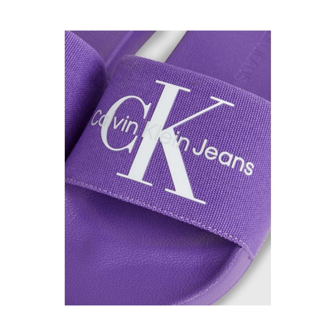 Calvin Klein Jeans womens deep lavender, white slide monogram | Vilbury London