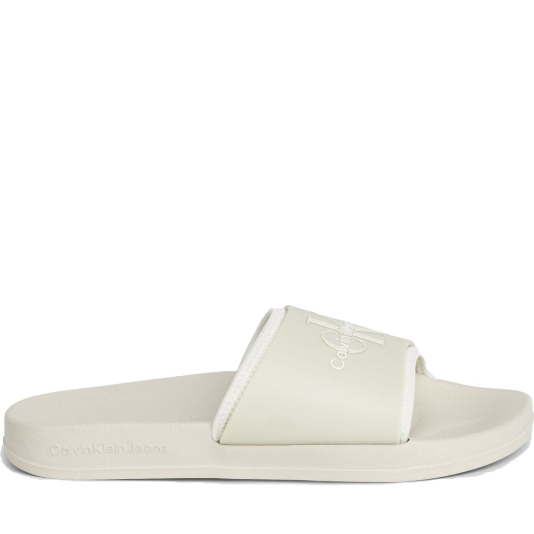 Calvin Klein Jeans womens eggshell, creamy slide monogram | Vilbury London