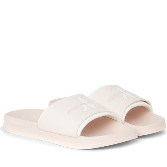 slide monogram peach blush white