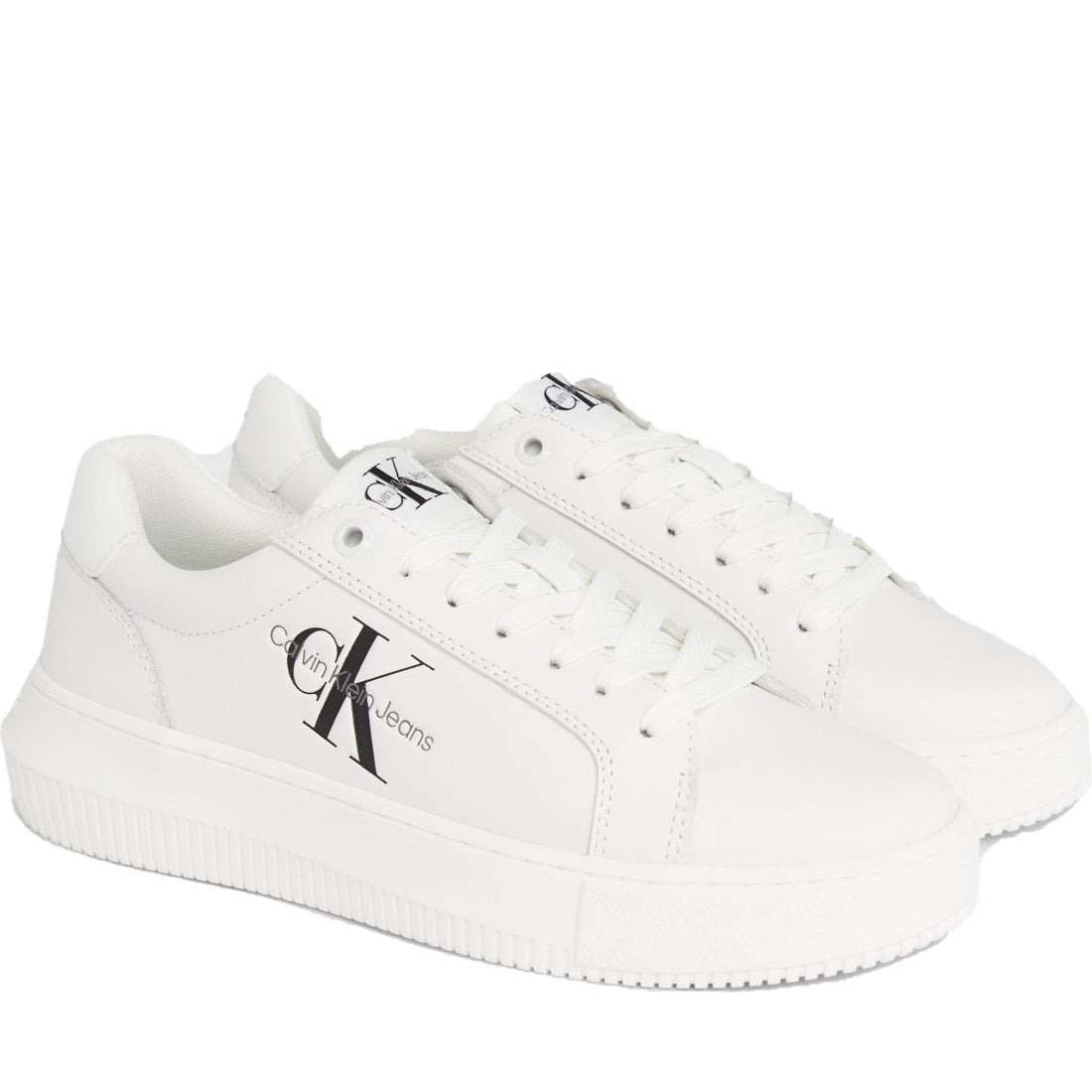 Calvin Klein Jeans womens white chunky cupsole leisure trainers | Vilbury London