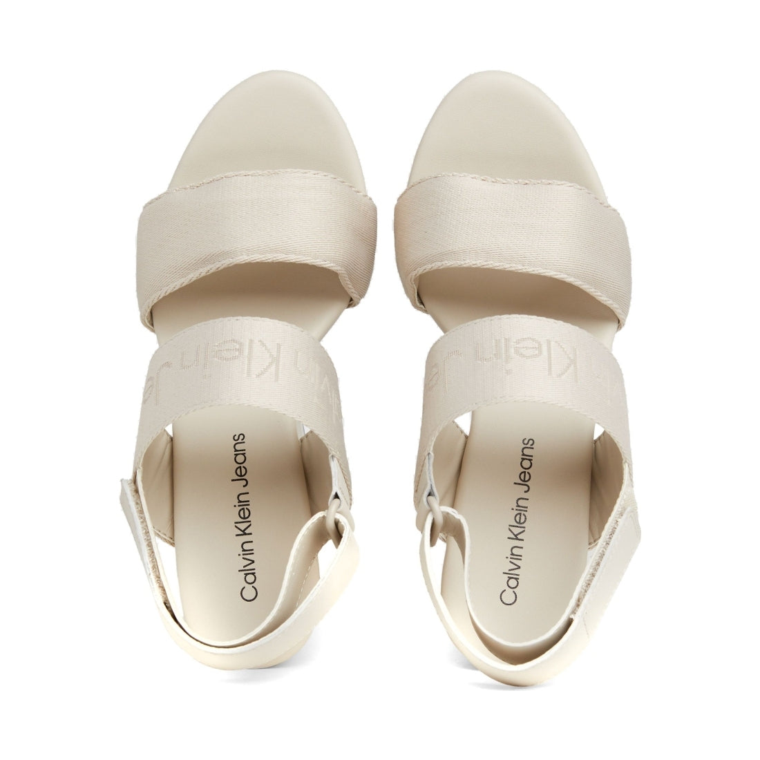 Calvin Klein Jeans womens eggshell wedge sandal webbing | Vilbury London