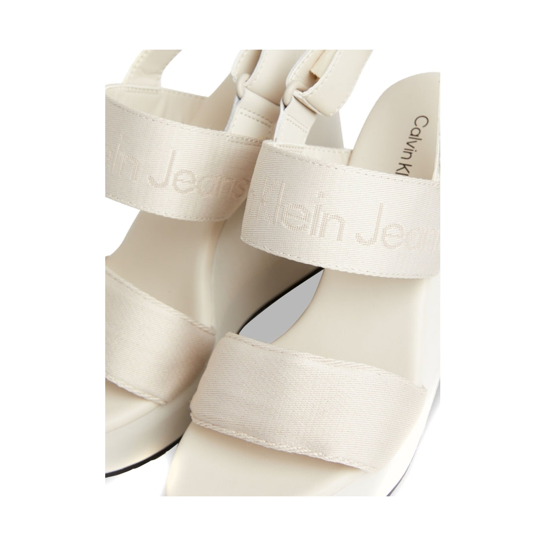 Calvin Klein Jeans womens eggshell wedge sandal webbing | Vilbury London