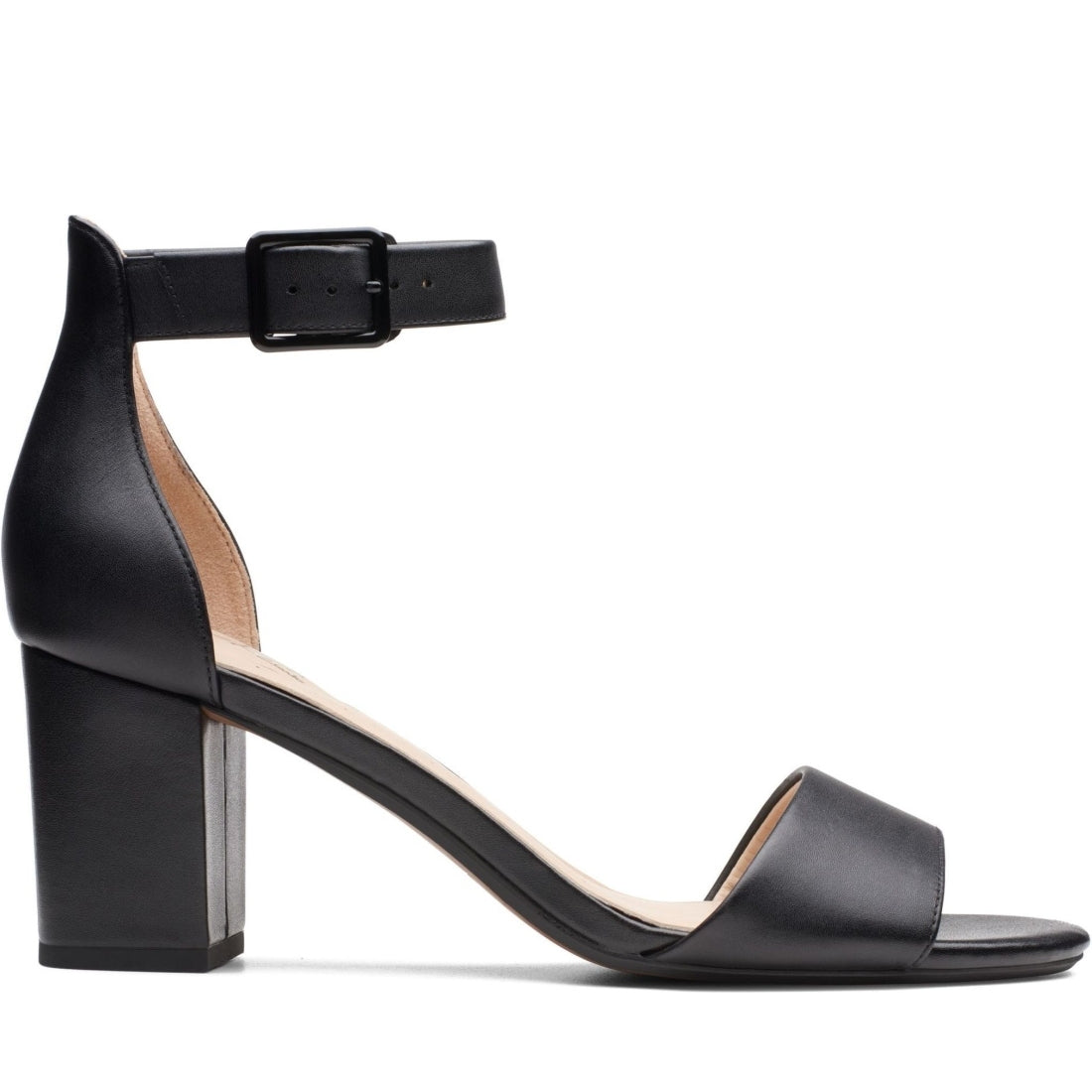 Clarks womens 1216 black leather deva mae sandals | Vilbury London