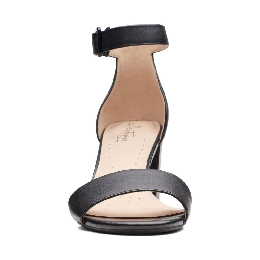 Clarks womens 1216 black leather deva mae sandals | Vilbury London