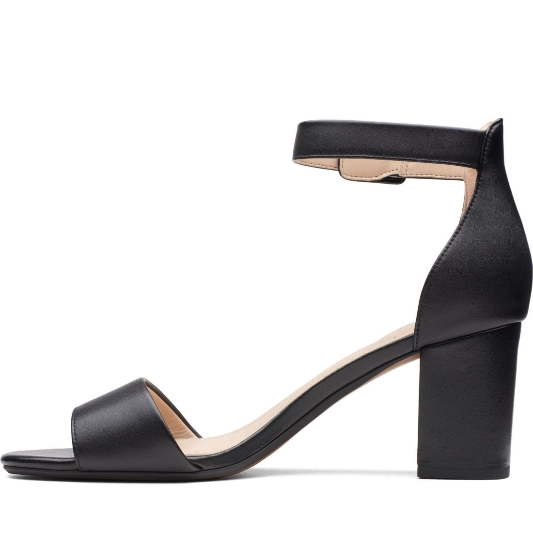 Clarks womens 1216 black leather deva mae sandals | Vilbury London