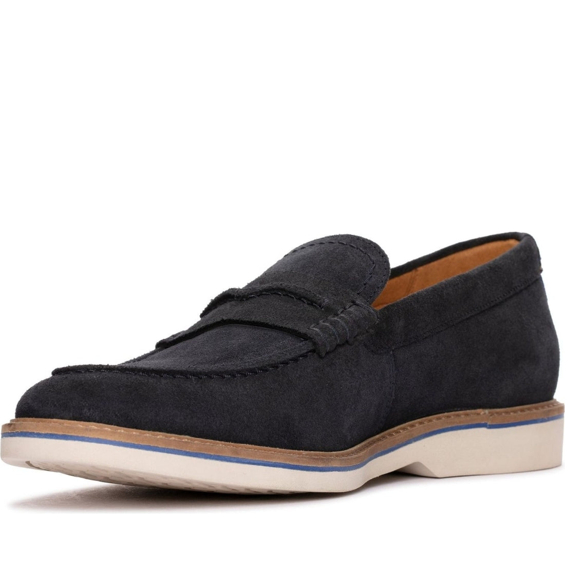 Clarks mens 2250 navy suede atticus ltslip mocasins | Vilbury London