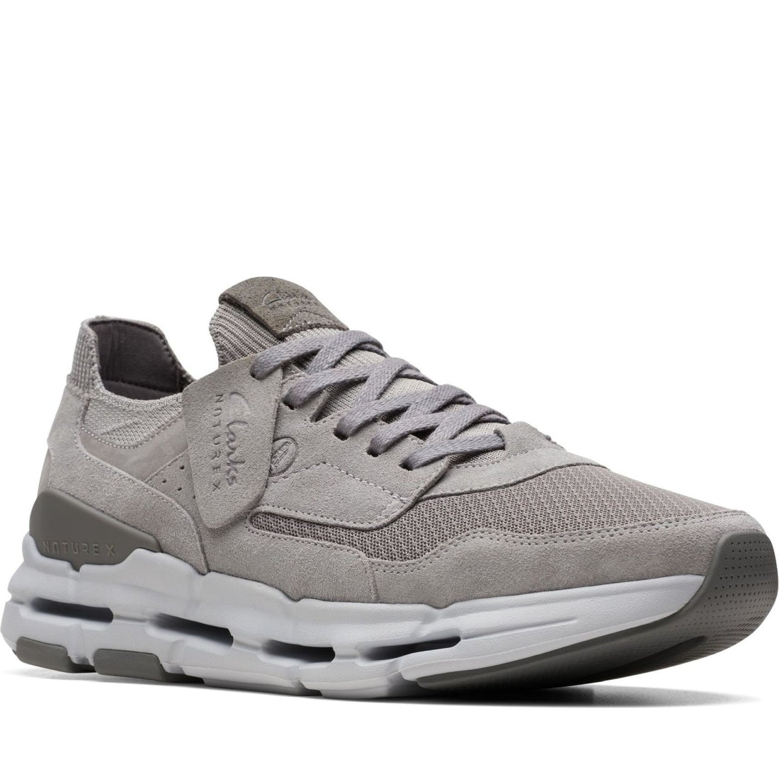 Clarks mens 1232 grey suede nxe lo leisure trainers | Vilbury London