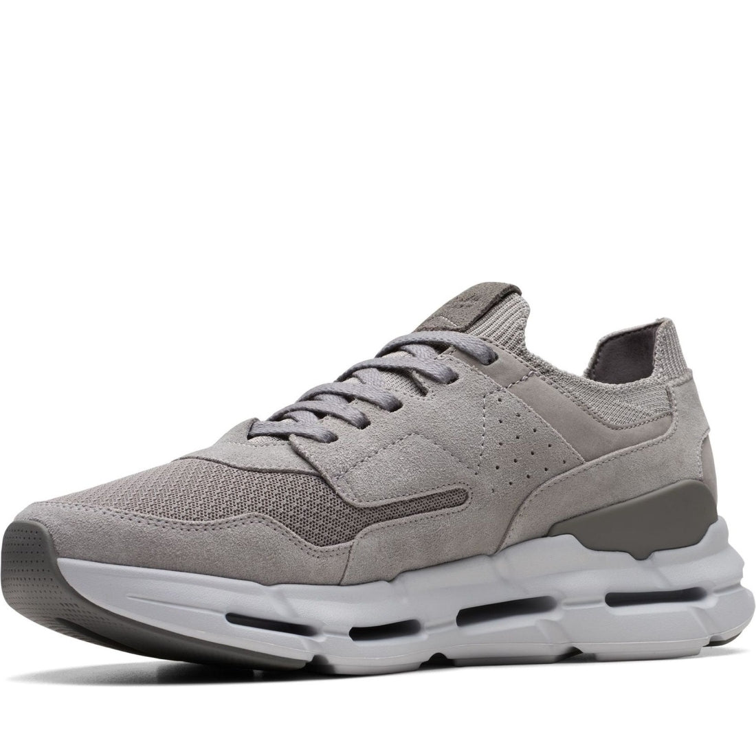 Clarks mens 1232 grey suede nxe lo leisure trainers | Vilbury London