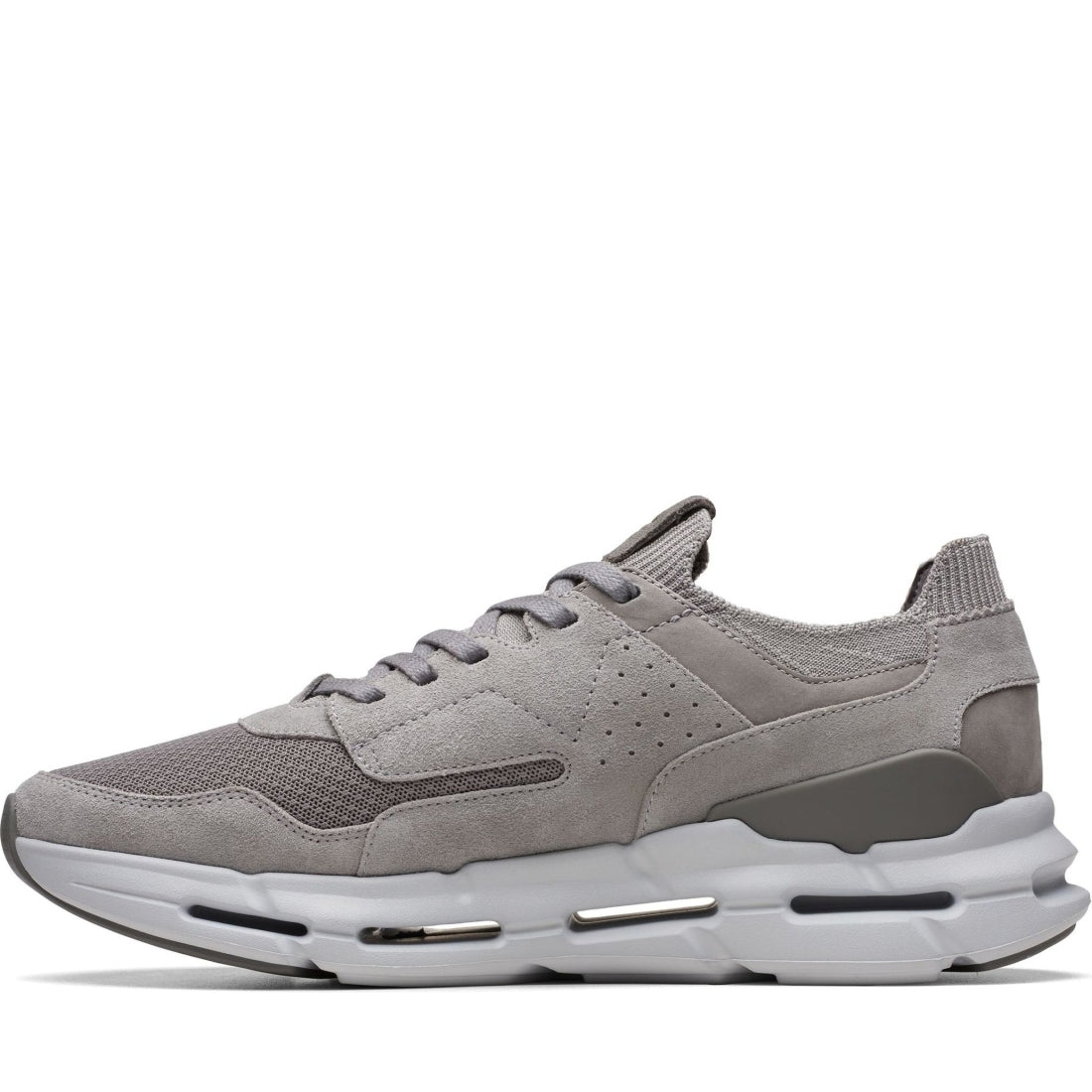 Clarks mens 1232 grey suede nxe lo leisure trainers | Vilbury London