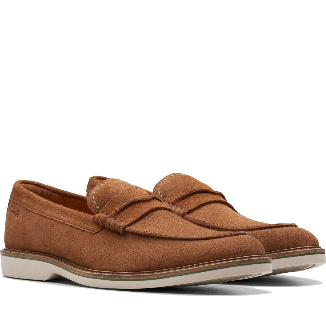 Clarks mens 1224 cola suede atticus ltslip mocasins | Vilbury London