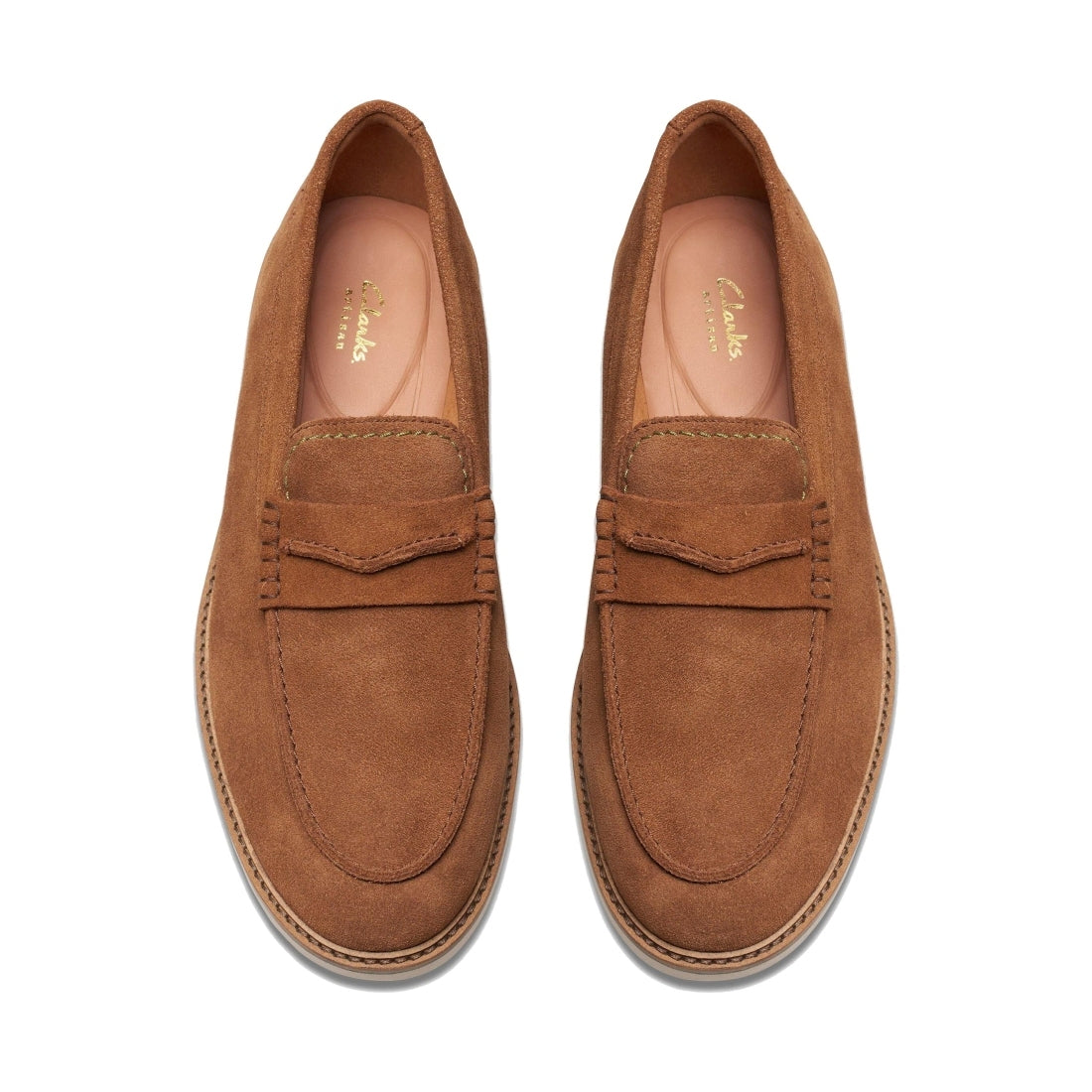 Clarks mens 1224 cola suede atticus ltslip mocasins | Vilbury London